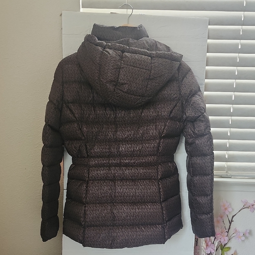 Michael Kors Brown Packable Down Puffer Jacket w/ Bag - XS - Belted - Picture 4 of 10